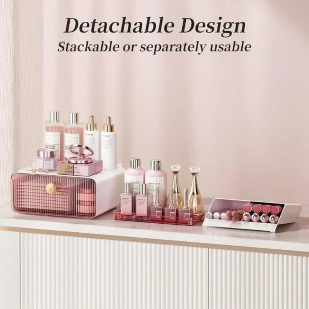 New 2-Tier Makeup Organizer Countertop in Blush for Vanity & Bathroom Storage